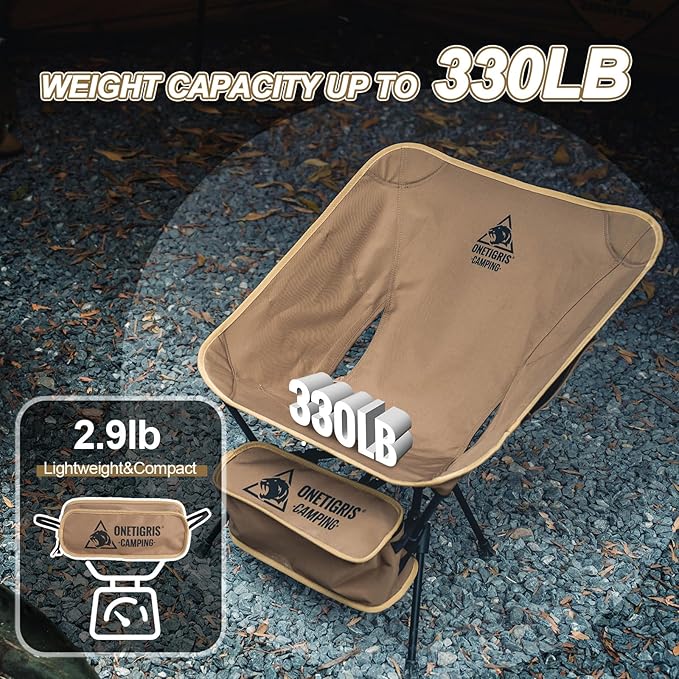 ONETIGRIS Tigerblade Camping Chair, Lightweight Folding Backpacking Hiking Chair, Compact Portable 330 lbs Capacity