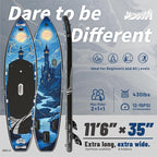 Novelty 11'6" x 35" Inflatable Stand Up Paddle Board with Seat- Stable SUP Board for Adults - Portable Paddleboard for Yoga, Surfing, Fishing - Includes Full Accessories Kit