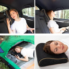 alkamto Travel & Camping Comfortable Memory Foam Pillow – Easy to Carry Portable Bag – Temperature Regulating Pillow Case (Black Contour)