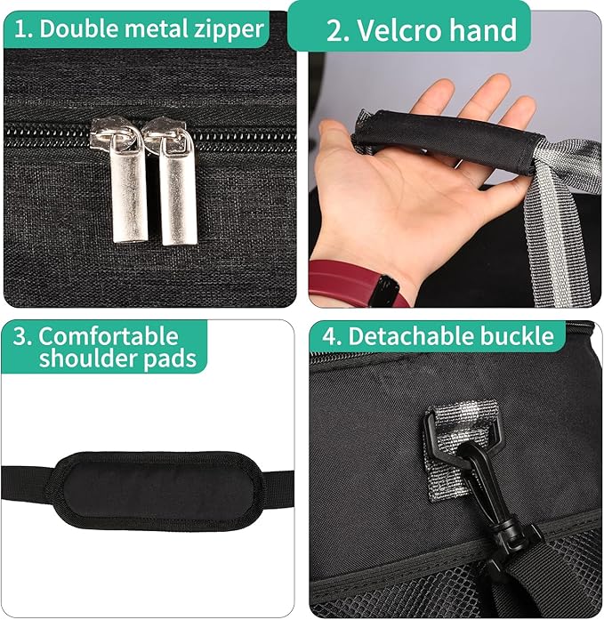 iknoe Large Cooler Bag Collapsible, 24L Insulated Bags, Leakproof Lunch Cooler Tote with Multi-Pockets for Adult Insulated Thermal Bag for Beach, Picnic, Office Work, Black 36-Can