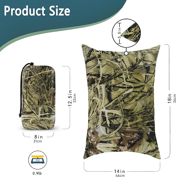 Camping Pillow Shredded Memory Foam Travel Pillows for Sleeping Compressible Lightweight Camp Pillow Washable Backpacking Pillow for Camping & Hiking Firm Supportive Small Pillow for Travel