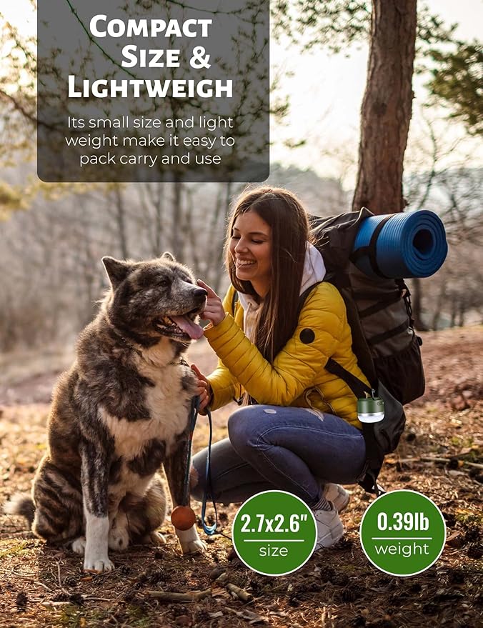 Camping Lantern Rechargeable, 600LM Led Camping Light, 5 Light Modes Waterproof Portable Light with Magnetic Base for Power Outages, Hurricane Emergency, Outdoor, Hiking, Home and Car (Green)