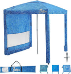 Beach Cabana, 6.2'×6.2' Beach Canopy with Side Wall, UPF 50+ UV Protection Easy Setup Tent Sun Shelter with Sand Pockets for Whole Family(Surging Waves)
