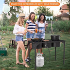 High Pressure Propane Burner, 3 Burner Camping Stove with Detachable Legs, 225,000 BTU Propane Gas Stove Burner with 0-20 PSI Regulator for Camping, Tailgating, Backyard, Outdoor Cooking