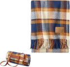 Pendleton Wool Blanket - Camping Blanket with Leather Strap Carrier - Plaid, Soft, Virgin Wool, Backpacking Blanket for Warmth and Comfort, Outdoor Adventures, Travel, Picnics, and Cozy Home Comfort