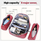 BOYATU Travel Makeup Bag Cosmetic Bags for Women: Large Capacity 3 Pcs Set Make up Bag with Compartments - Waterproof Vegan Leather Toiletry Organizer Bags with Handle (L54Rose)