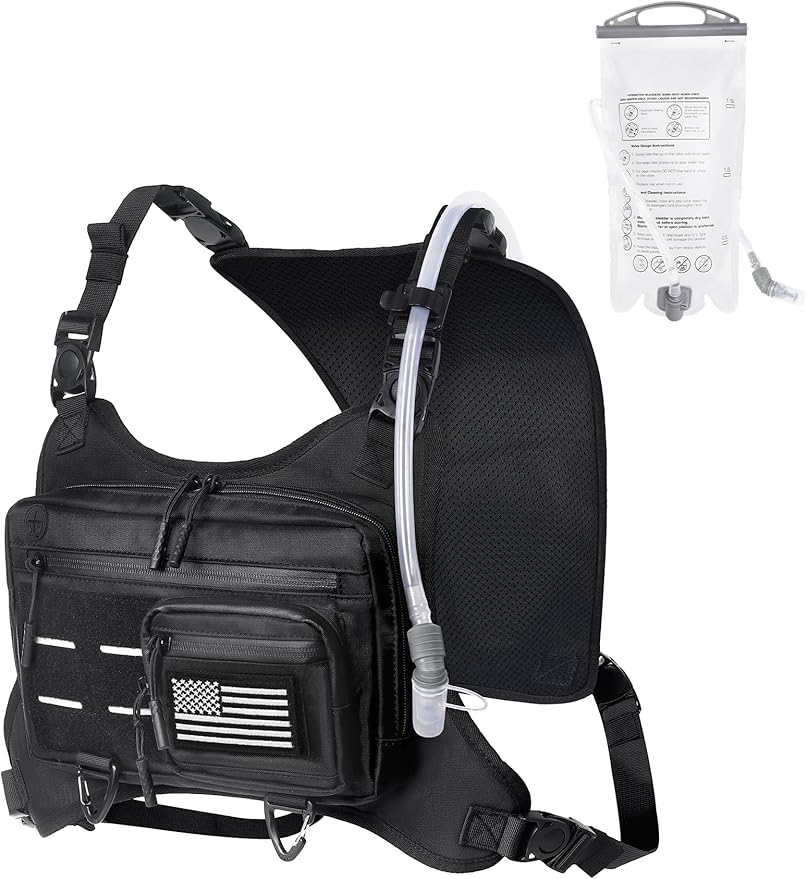 Chest Bag for Men with Expandable Accordion Structure, Running Vest for Outdoors, Chest Pack for Cycling, Hiking