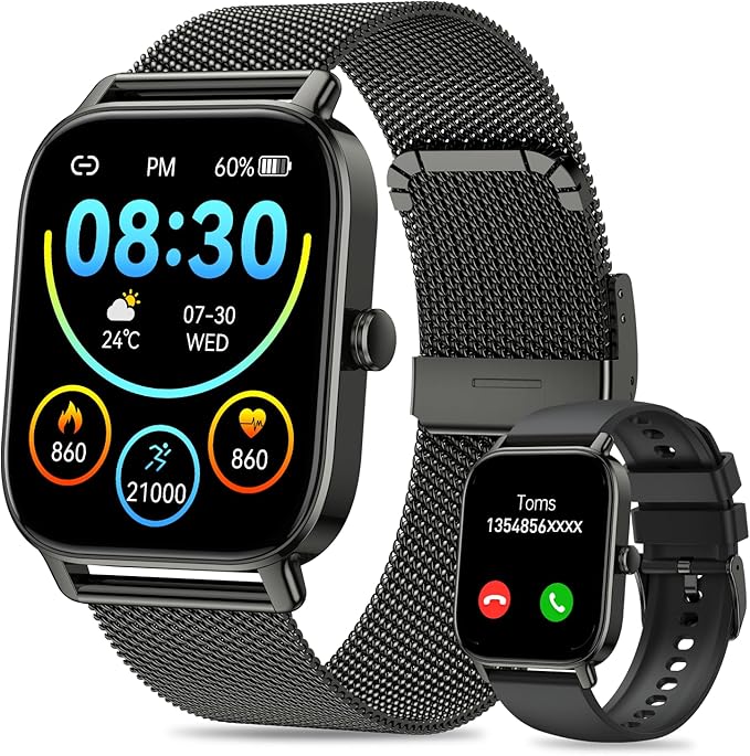 Smart Watch for Men Women Fitness: Make Answer Call Digital Mens Watches Waterproof Running Pedometer Smartwatch for Android Phone iPhone Samsung Compatible Sleep SpO2 Heart Rate Monitor Step Tracker
