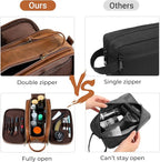 Elviros Toiletry Bag for Men, Large Travel Shaving Dopp Kit Water-resistant Bathroom Toiletries Organizer PU Leather Cosmetic Bags