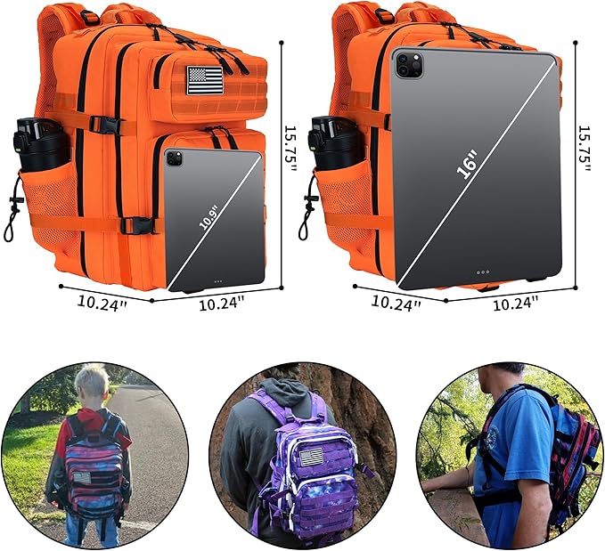 Military Tactical Backpack 45L/25L 3 Day Assault Pack Molle Daypack Hiking Backpack for Men and Women