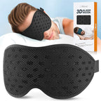 LitBear Breathable Sleep Mask, 3D Eye Mak Sleep for Side Sleepers Women Men, Light Blocking Sleeping Mask with Adjustable Strap, Soft Lightweight Eye Cover for Travel, Night Work, Nap, Office - Black
