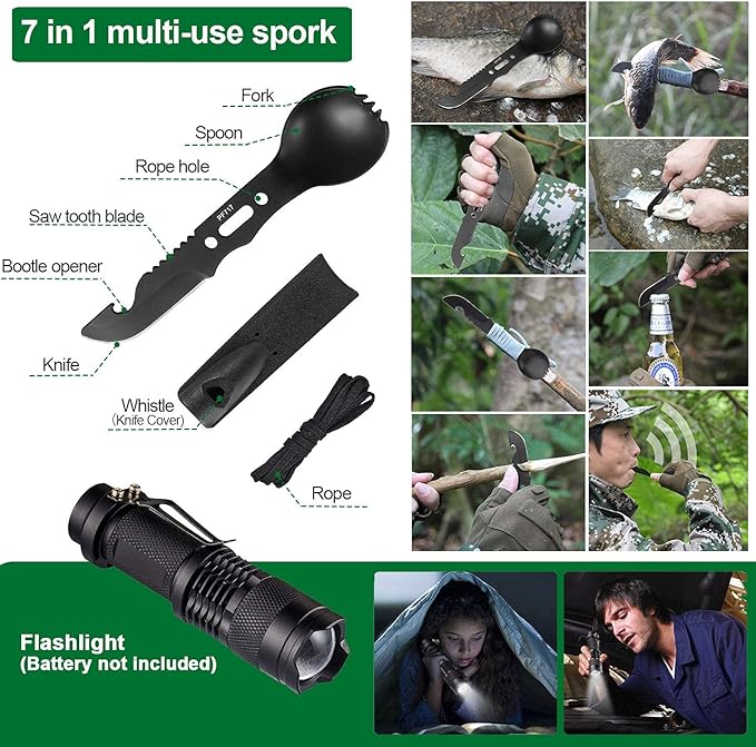 Survival Kit 35 in 1, First Aid Kit, Survival Gear, Christmas Birthday Gifts for Men Boyfriend Him Husband Camping, Hiking, Hunting, Fishing1