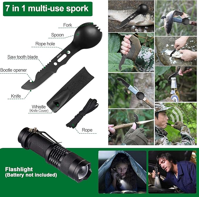 Survival Kit 35 in 1, First Aid Kit, Survival Gear, Survival Tool Gifts for Men Boyfriend Him Husband Christmas Camping, Hiking, Hunting, Fishing