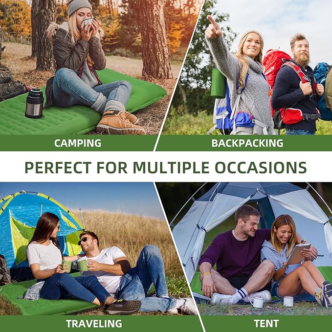 Camping Sleeping Pad, Extra Thick 5 Inch Camping Mat with Pillow Built-in Foot Pump Inflatable Sleeping Pads Compact for Camping Backpacking Hiking Traveling Tent