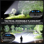 RECHOO S2000 LED Flashlight High Lumens, Super Bright, Powerful, Mid-Size Tactical Flashlight with 3 Modes, Zoomable, Water Resistant Flashlights for Home, Emergencies, Camping, Outdoor Use