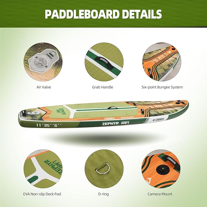 11 ft Extra Wide Inflatable Paddle Board with Accessories, Stand Up Paddleboard for 2 Person, All Around SUP Board for Adults, Fishing, Yoga