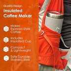 nCamp - Café, Portable Coffee Maker, Portable Espresso Machine, Compact Camping Coffee Maker, Stainless Steel Travel Coffee Maker with Camping Coffee Cup, Reusable, 12 oz