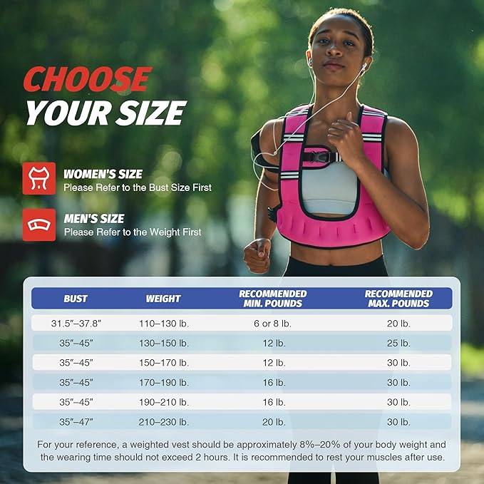 ZELUS Weighted Vest for Women Men, 6/8/12/16/20lb Weight Vest with Arm Pouch Reflective Strips, U-Shaped Rucking Vest for Strength Training Muscle Building, Walking Running Vest for Fitness