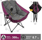 Northroad Oversized Foldable Camping Chair with Cell Phone Holder,Outdoor Padded Lawn Chair w/Cup Holder,Carry Bag for Beach, Hiking, and Picnics,Heavy-Duty 300-lbs Capacity, Purple