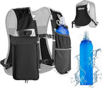 Running Vest for Women Men, Lightweight Hydration Runner Vest with Transparent Waterproof Phone Pocket, 17oz Soft Flask, Adjustable Chest Straps Reflective Backpack for Hiking Cycling Jogging