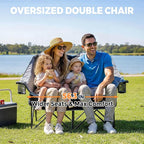 Double Camping Chair for Adults Oversized 2 Person Loveseat Chair for Heavy People, Folding Padded Outdoor Seat with Cup Holders & Carry Bag, 660 lbs Capacity, for Camping, Sports, Backyard
