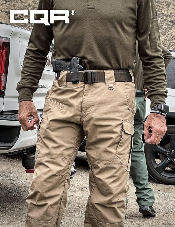 CQR Men's Tactical Pants, Water Resistant Ripstop Cargo Pants, Lightweight EDC Work Hiking Pants, Outdoor Apparel