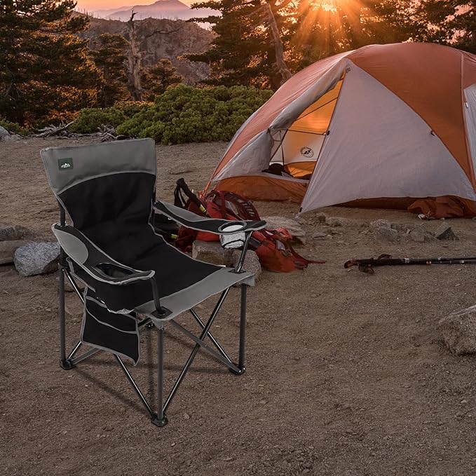 Northroad Foldable Camping Chair Heavy-Duty Outdoor Folding Chair Support Up to 300lbs for Hiking, Picnics, Patio, Beach, Fishing (Black)