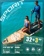 11'6×35" Super Wide Inflatable Stand Up Paddle Board, Ultra Stable SUP Board for Adults, 450lb Capacity with Shoulder Strap, 100L Backpack, Removable US Fin, Floating Paddle, Safety Leash