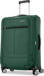 Samsonite Soft-Sided 25-Inch Lightweight Medium Checked Expandable Element Suitcase: Durable, 360° Spinner Wheels, Adjustable Telescopic Handle, 2 Front & 1 Side Pocket- Bistro Green