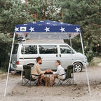 EAGLE PEAK 8x8 Slant Leg Pop-up Canopy Tent Easy One Person Setup Instant Outdoor Beach Canopy Folding Portable Sports Shelter 8x8 Base 6x6 Top (American Flag)