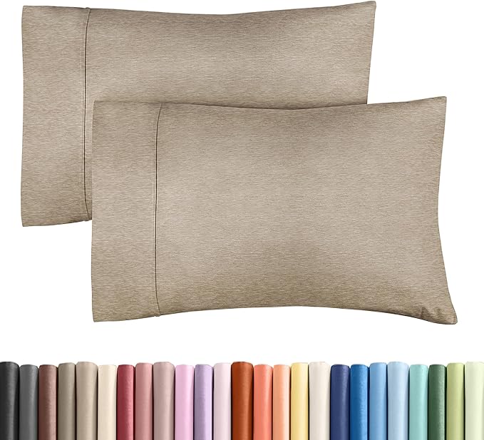 Queen Pillow Cases Set of 2 - Ultra Soft Hotel Quality Pillowcase Covers - Comfy Bedding for Women, Men, Kids and Teens - Machine Washable Pillow Protectors - 2 Pieces Set - Queen Size Heathered Beige