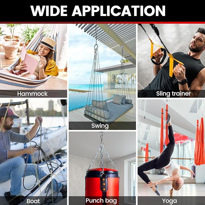 sprookber 304 Stainless Steel Pad Eye Snap Hooks, M6 Heavy Duty Ceiling Hooks, 800 lb Capacity Hammock Swing Hanging kit, Plant Hangers, Marine Hardware Staple Hook Loop with Screws, Set of 8