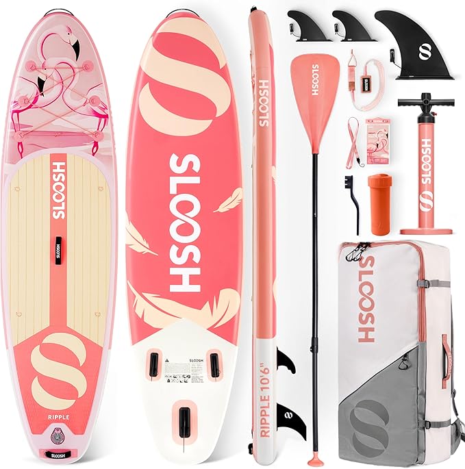 SLOOSH Inflatable Stand Up Paddle Board, 10'6" Paddle Boards with Premium Accessories, Non-Slip EVA Deck, Ultra-Light Carry Bag Pump, Ripple SUP for Youth & Adults of All Skill Levels