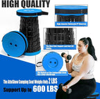 2025 2PCS Upgraded Collapsible Stool Thickened Set, Portable Stool Folding Stools, Foldable Chair for Camping Fishing Hiking BBQ and Outdoor Activities - Max 500lbs (Blue)