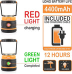 LED Camping Lantern Rechargeable, 1800LM, 4 Light Modes, 4400mAh Power Bank, IP44 Waterproof, Perfect Lantern Flashlight for Hurricane, Emergency, Power Outages, Home and More, with USB Cable (2 Pack)