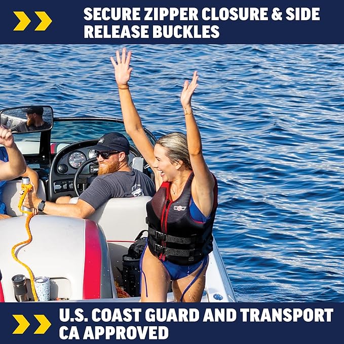 WOW Sports Life Jacket, US Coast Guard Approved Life Vest For Fishing, Kyaking, & Boating PFD, Red - 2XL/3XL