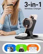 2026 Wireless Charger for Apple and Android Charging Station,3 in 1 Fast Max Charging for iPhone 16 15 14 13 12 Pro Max Plus, Apple Watch Series & Air pods 4 3 2 Pro, Android Samsung Galaxy Series