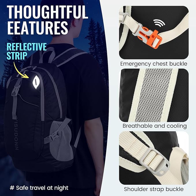 Hiking Backpack, 30L Lightweight Camping Water Resistant Large Hiking Bag Outdoor Travel Daypack for Men Wome