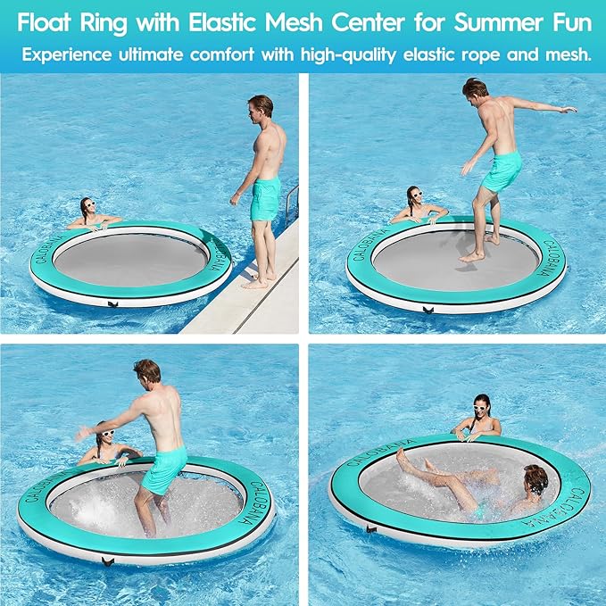 Round Floating Ring Inflatable Water Hammock Heavy Duty River Floats Lake Raft for Adults Tanning Pool Lounger Float Island Platform Pad Mat for Party