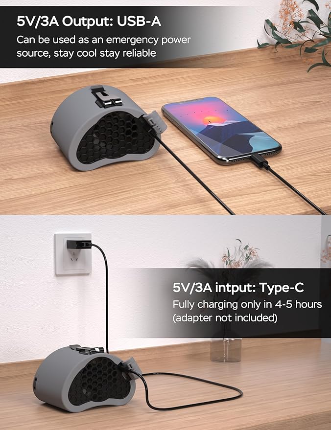 Portable Waist Fan, 10000mAh Battery Operated, Rechargeable Clip On Belt, 10 Speed, 12000RPM Strong Airflow, Max 24H Working Time, Personal Shirt fan for Outdoor Work Jobsite Farms