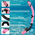 Snorkeling Gear for Adults, JRing Snorkel Mask Set with 180 Degree Tempered Glass Anti Fog Goggles Scuba Dry Top Snorkel for Swimming, Scuba Diving Mask for Men Women