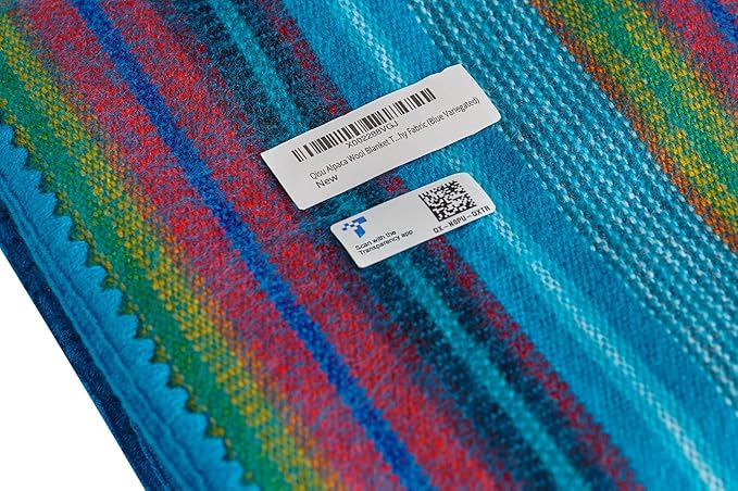 QISU Alpaca Wool Blanket Throw | Large, Beautiful, Warm, Variegated | 85 x 65 inches | Ultra-Soft, Hypoallergenic and Breathable | Non-Itchy or Scratchy Fabric (Blue Variegated)