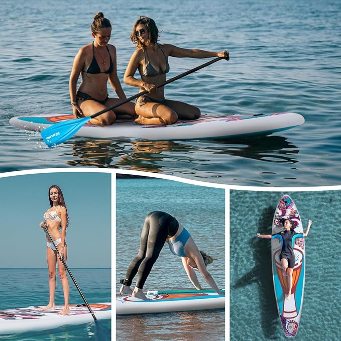Paddle Board, Inflatable Stand Up Paddle Board，10.6'×33"×6" Ultra-Light SUP Board with Hand Pump, Leash, Repair Kit, Waterproof Phone Case and Backpack