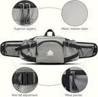 Fanny Pack Waist Bag with Water Bottle Holder for Men Women Running Hiking Travel Dog Walking Workout Cycling Outdoor (Grey)