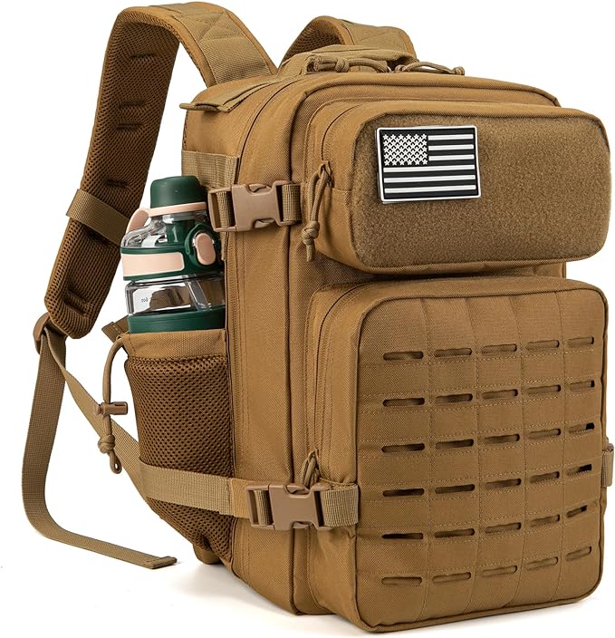 QT&QY 25L/45L Military Tactical Backpack For Men Molle Daypack 3 Day Bug Out Bag Hiking Rucksack With Bottle Holder