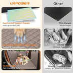 URPOWER Backseat Extender for Dogs - Hard Bottom Dog Car Seat Cover for Back Seat, Dog Hammock for Car and SUV, Pet Rear Seat Protector Dogs Travel Bed with Mesh Window & Side Flaps