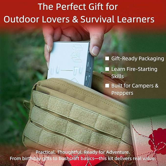 Survival Fire Starter Kit - Ferro Rod & Magnesium Fire Starter Compact Stove with Flint and Steel to Firestarter Fireplace Pit for Outdoor Camping Bushcraft Hiking Emergency Gadgets