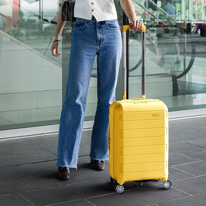 Traveler's Choice Pagosa Hardshell Expandable Luggage with Spinner Wheels, Yellow, 26-Inch Medium