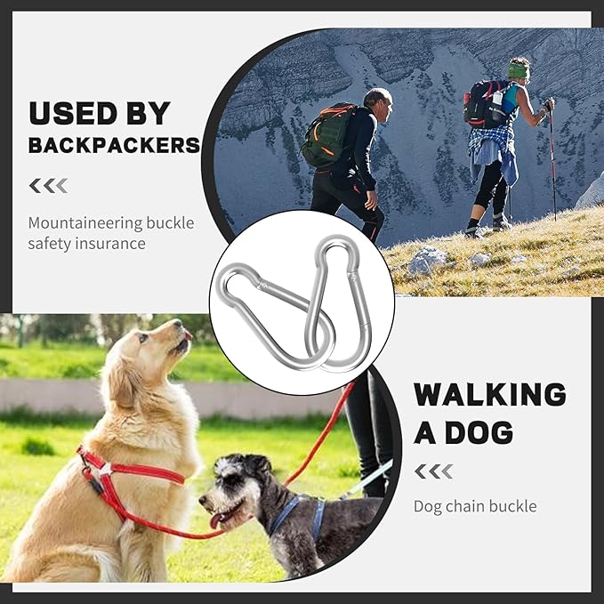 Carabiners Clip Spring Snap Hook,Heavy Duty Galvanized Steel(10&120PcsM6,50PCSM8&30PCSM10) Carabiner,Safety Quick Links Snap Hooks,Spring Clips for Swing Hammock Camping Keychain Outdoor