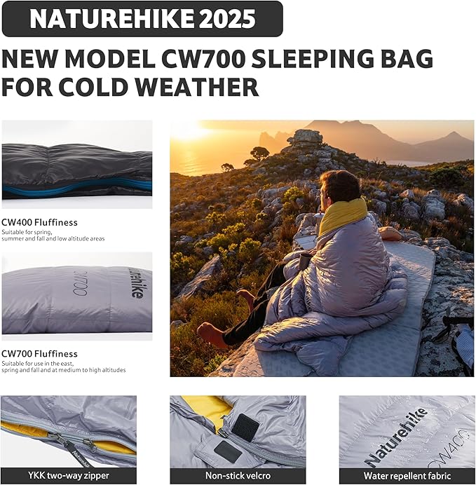 Naturehike 0 Degree Ultralight Down Sleeping Bag for Adults, 650FP Backpacking Cold Weather Sleeping Bag with RDS Down, 28.9℉ for Camping, Hiking, 2025 Model